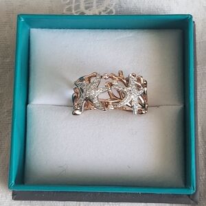 RARE 14kt Effy Rose Gold & White Gold Pave' Diamond Starfish Ring.